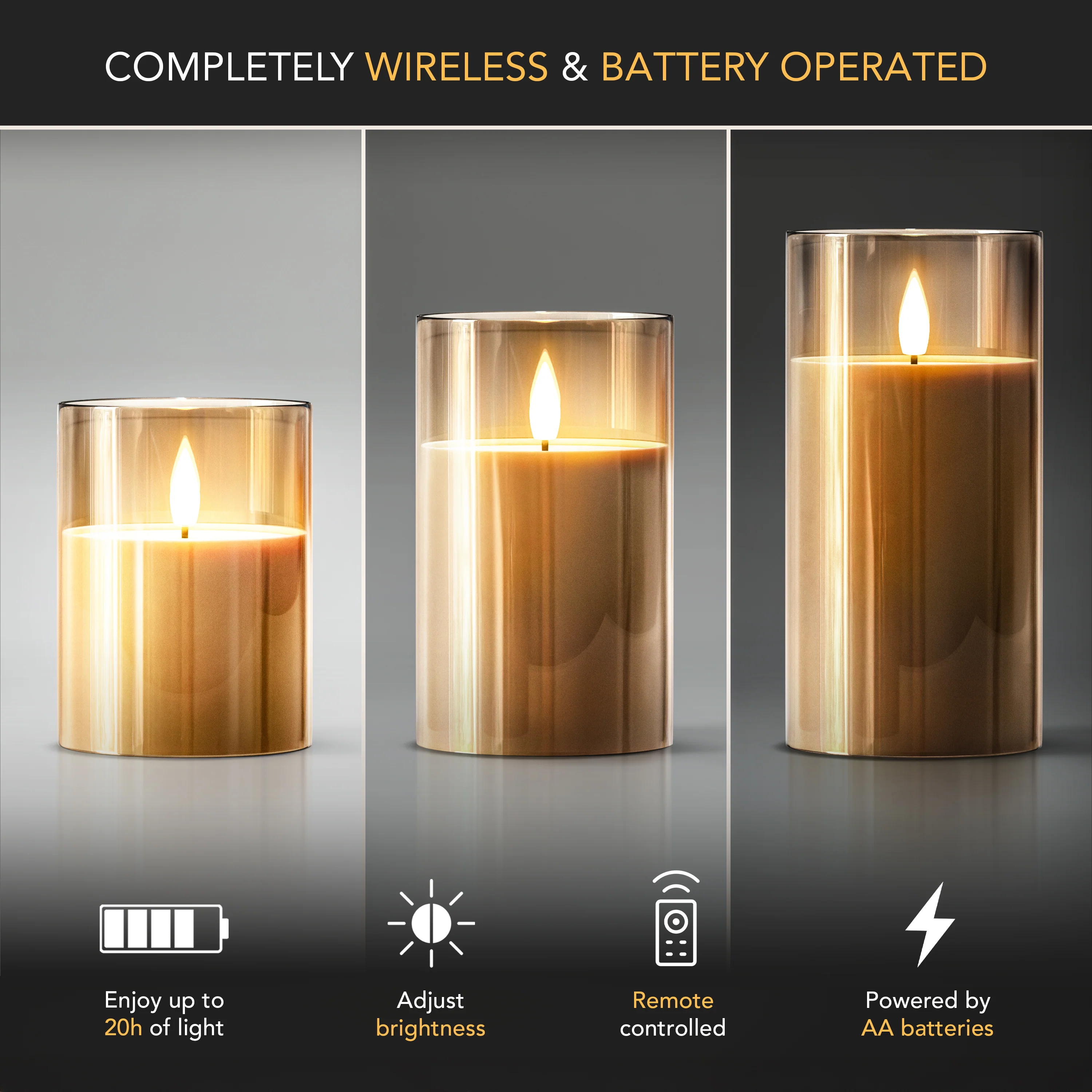 FLAMELESS WIRELESS CANDLES ( SET OF 3) - Image 3