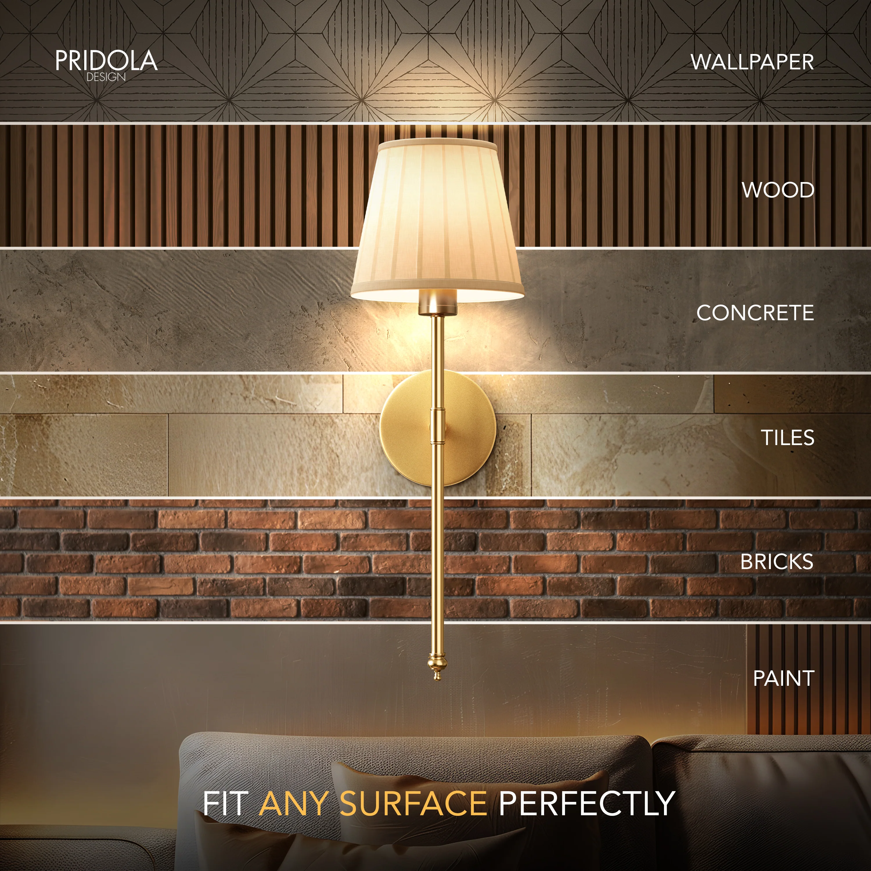WIRELESS PLEATED WALL SCONCES (SET OF 2) - Image 5